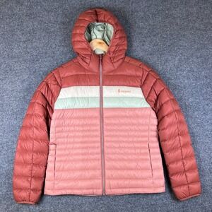 Cotopaxi Fuego Down Hooded Jacket Womens M Rust Cream Sage Pink Puffer Full Zip